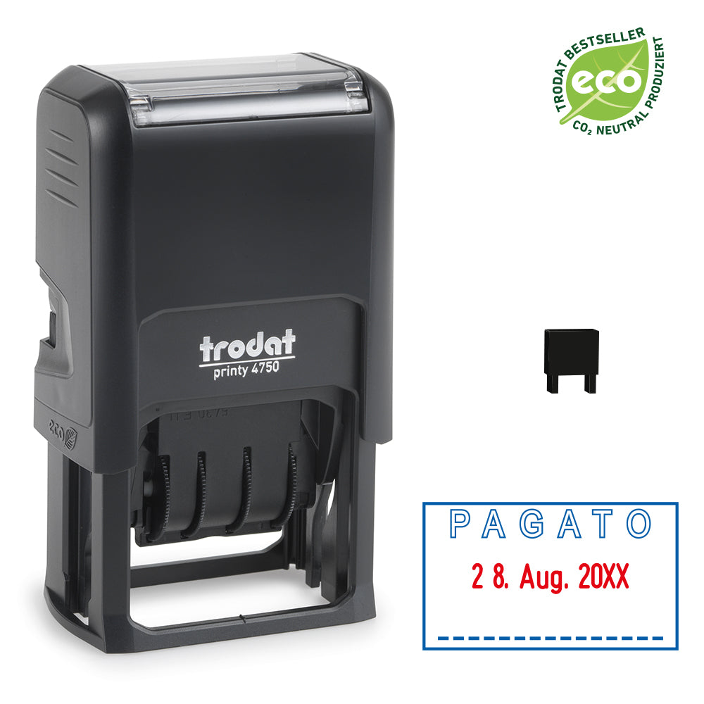 Trodat Professional 5117 Timbro Con Inchiostro Automatico Con Data E 12 Testi Olandesi Regolabili, Stampa Ca. 48 X 4 Mm, Nero - Foto 6